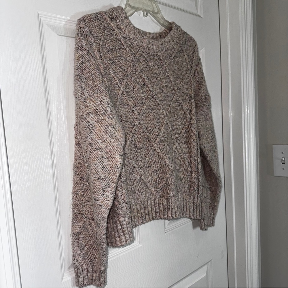 Time and Tru Women's Cable Knit Sweater - Light Pink Beige - Picture 7 of 9